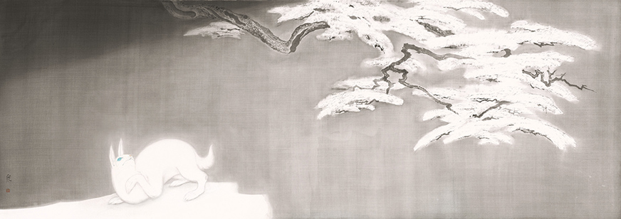 李金国《月色》80X230CM 绢本设色2022 年.jpg