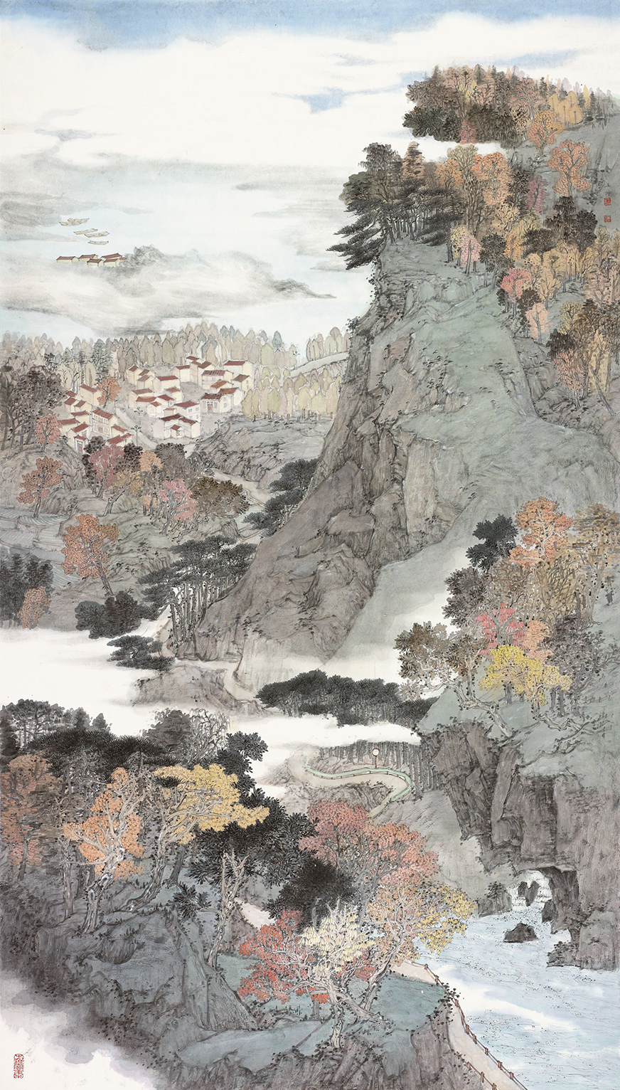 王坤 细雨润家山 218cm×123cm 2022年 281552.jpg