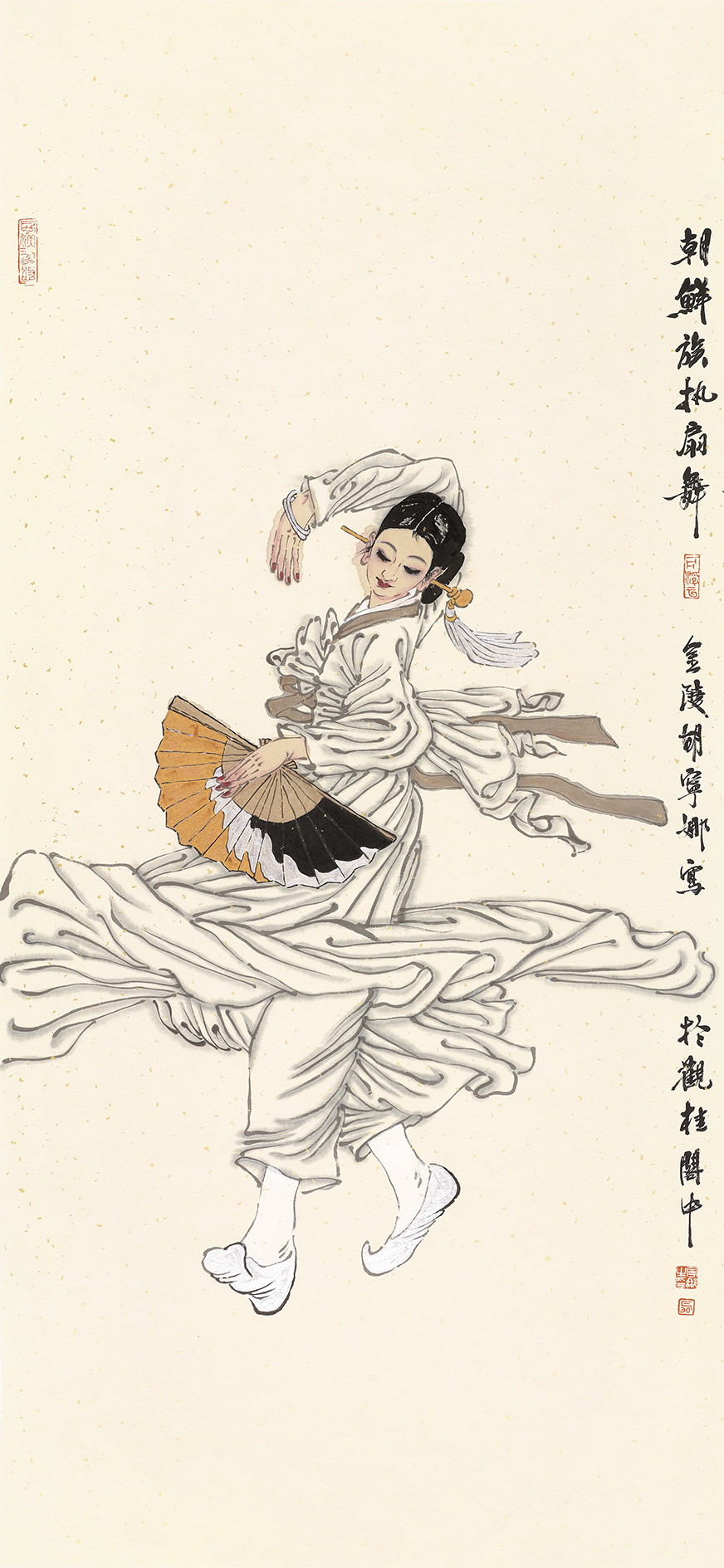5胡宁娜 朝鲜族执扇舞之一 139cm×70cm 2023年.jpg