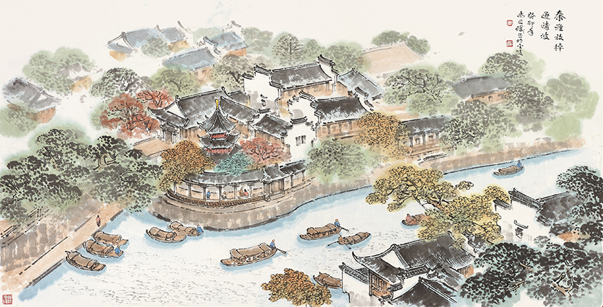 11尚君砺 秦淮放棹逐清波 70cm×138cm 2023年.jpg