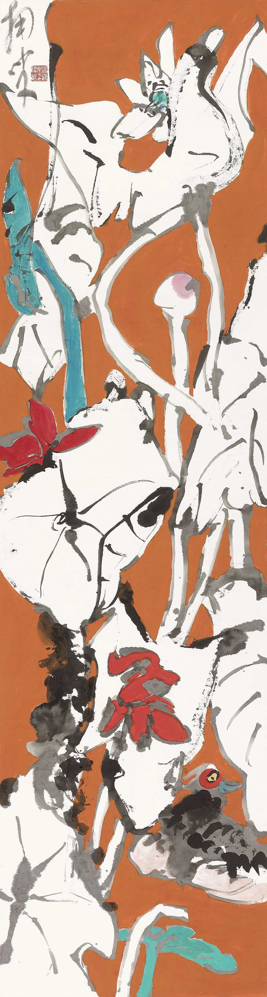 21吴冠南 荷花之一 181cm×49cm 2023年.jpg