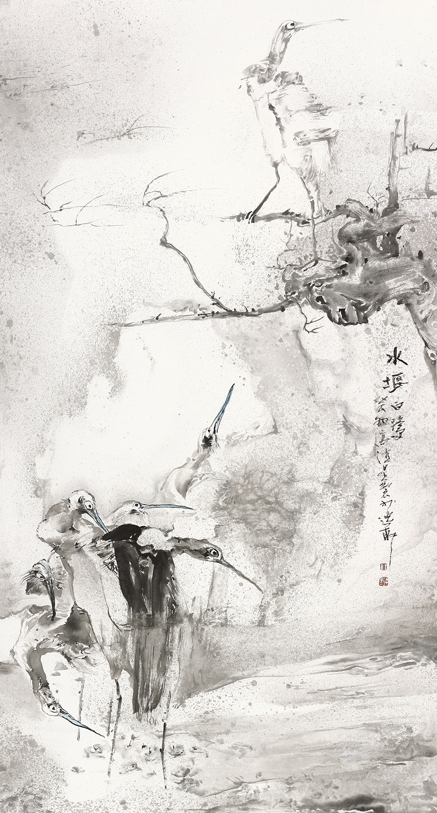 35高德星 水堰白鹭 180cm×97cm 2023年.jpg