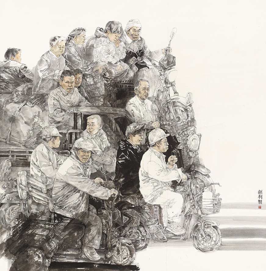 1郭剑利 沿黄小镇·晨曦初露 200cm×200cm 2023年.jpg