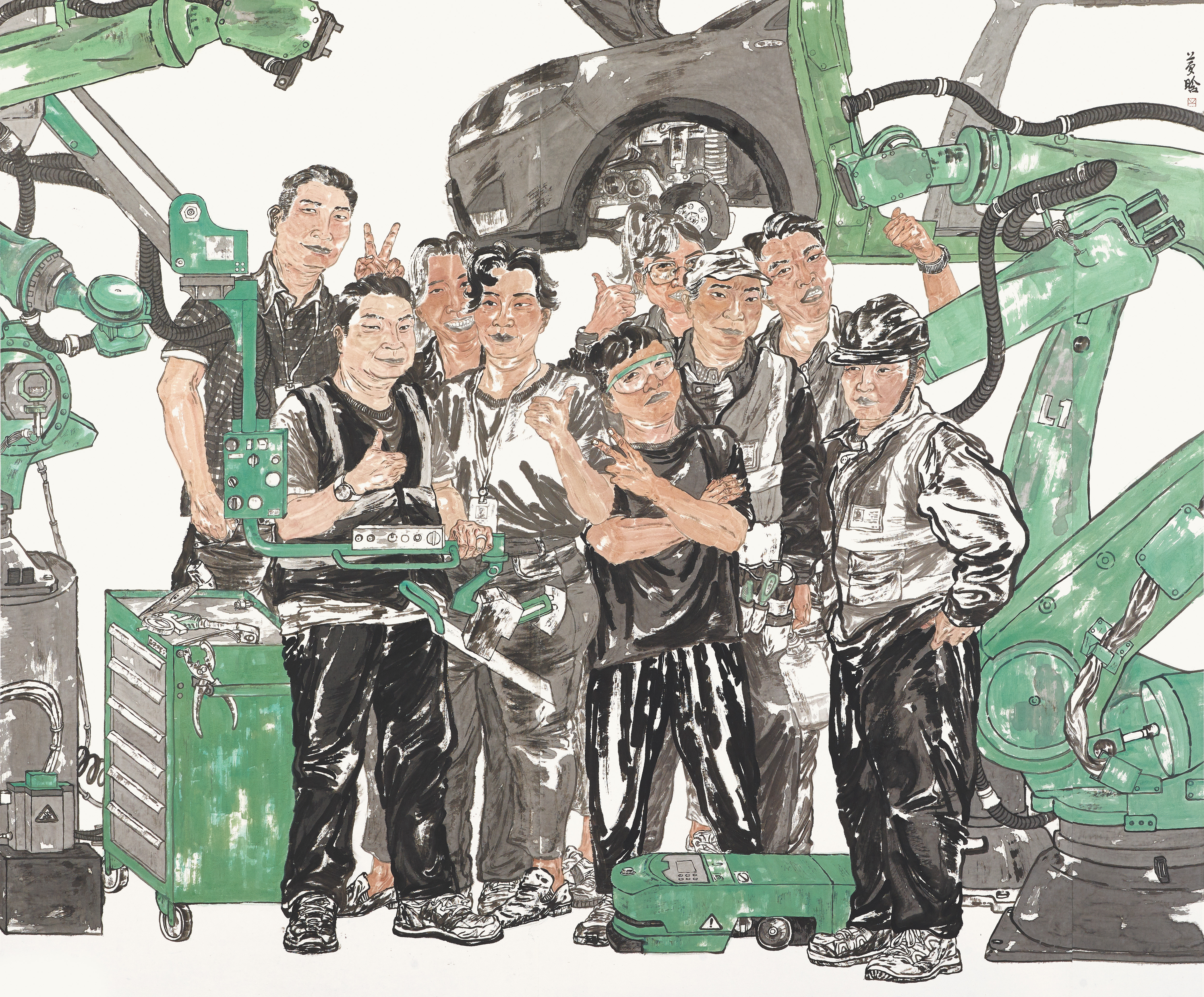 《车行新时代》 中国画 180cm×220cm  2024.jpg