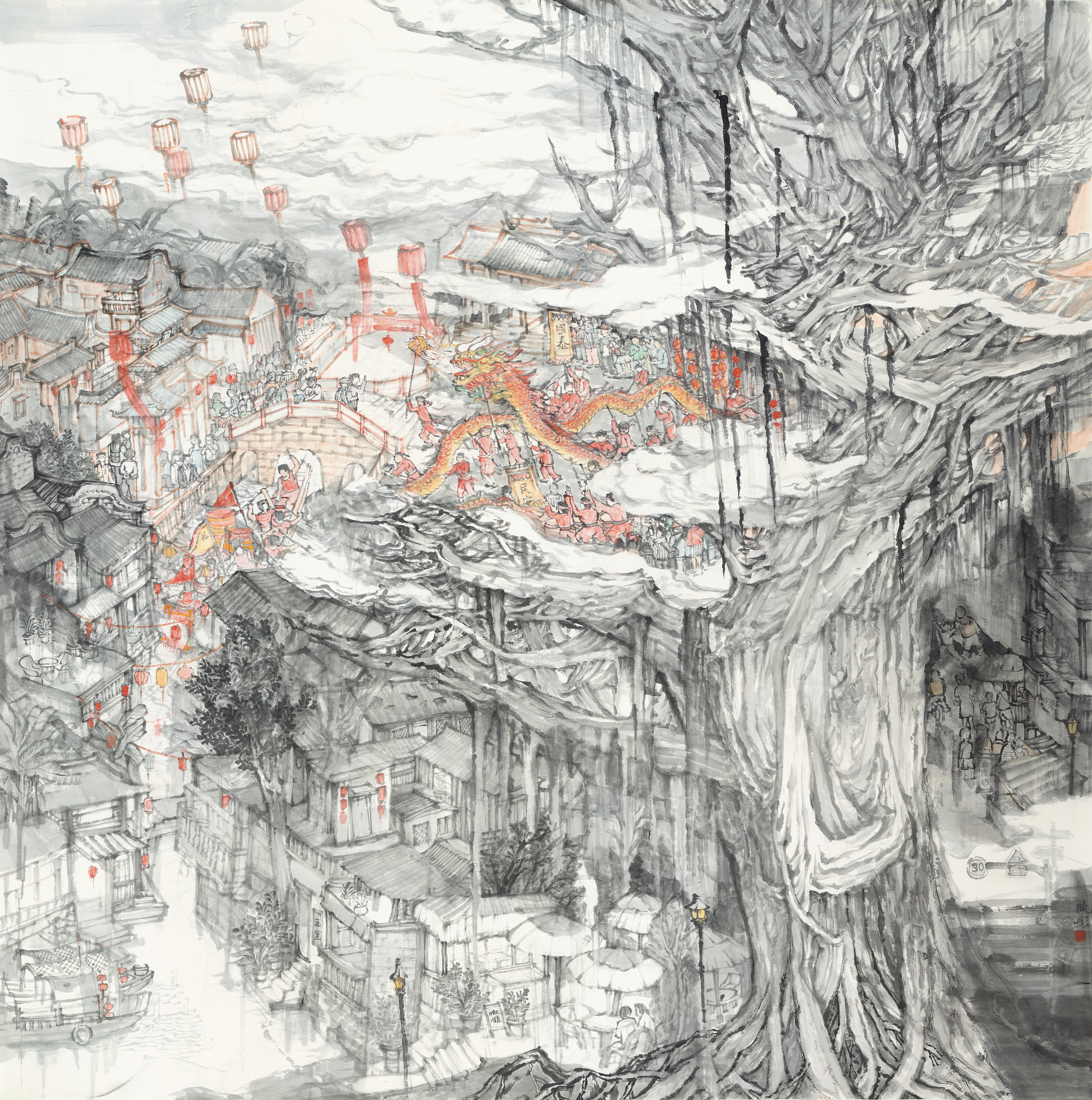 《龙舟竞渡》  2024  省国画院62128 200cm-200cm.jpg