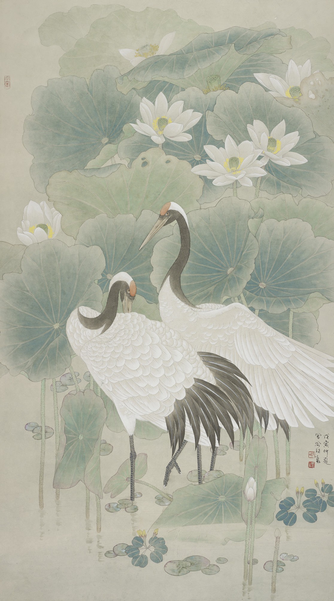 3-喻继高 双鹤图226cm×116cm.jpg