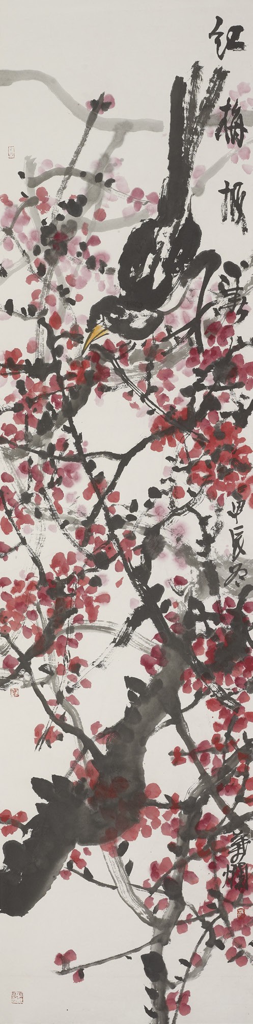 24-叶烂 红梅报春244cm×61cm.jpg