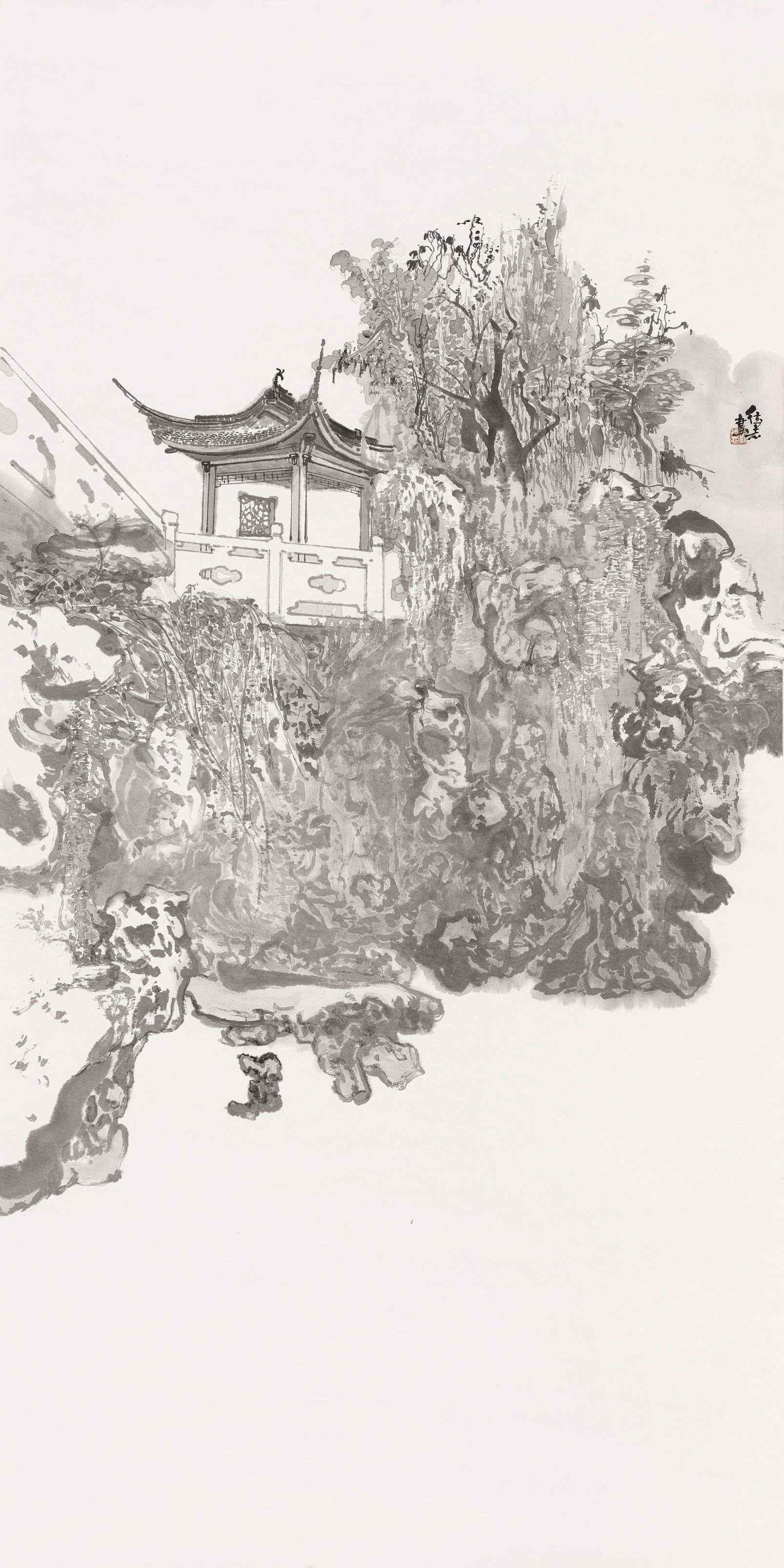 9《小盘谷》 纸本水墨 136cmx68cm 2024年.jpg