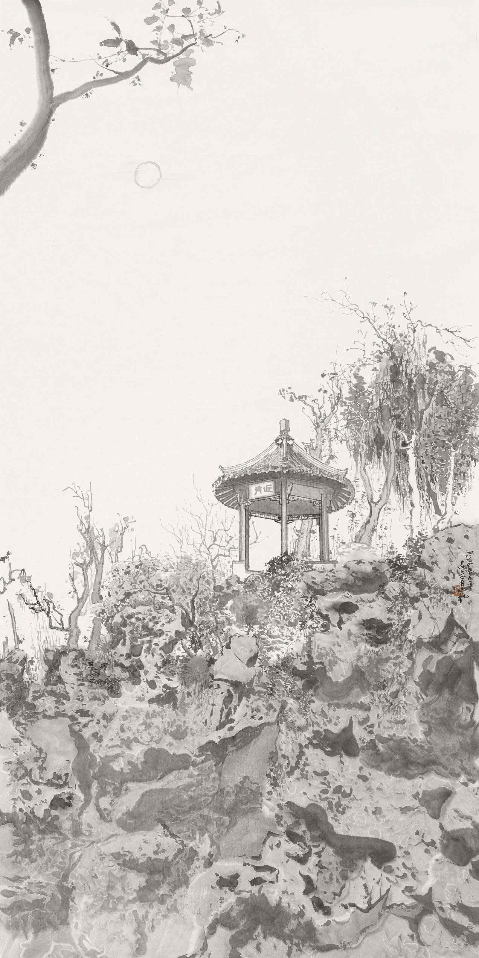 11《近月亭》纸本水墨 136cmx68cm 2024年.jpg