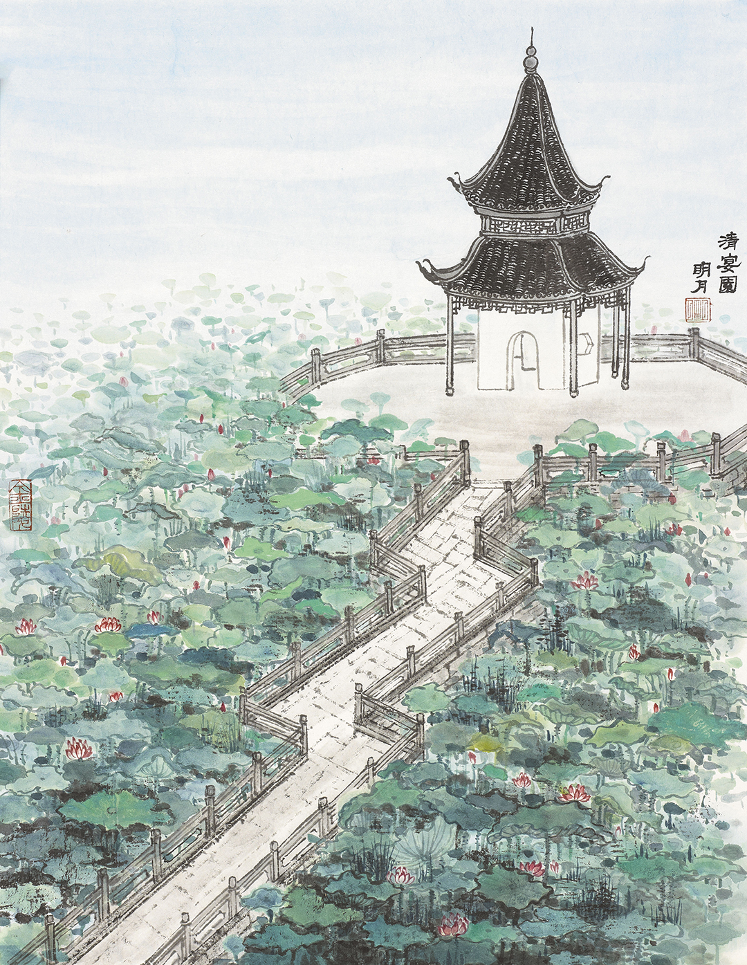 10，水韵江苏,写生系列之清宴园 44.5cm×34cm 2024年.jpg