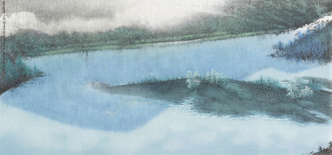 15黄戈《和美伊犁》系列之“雾锁青山湖映蓝” 75cm×180cm 2025年 拷贝.jpg