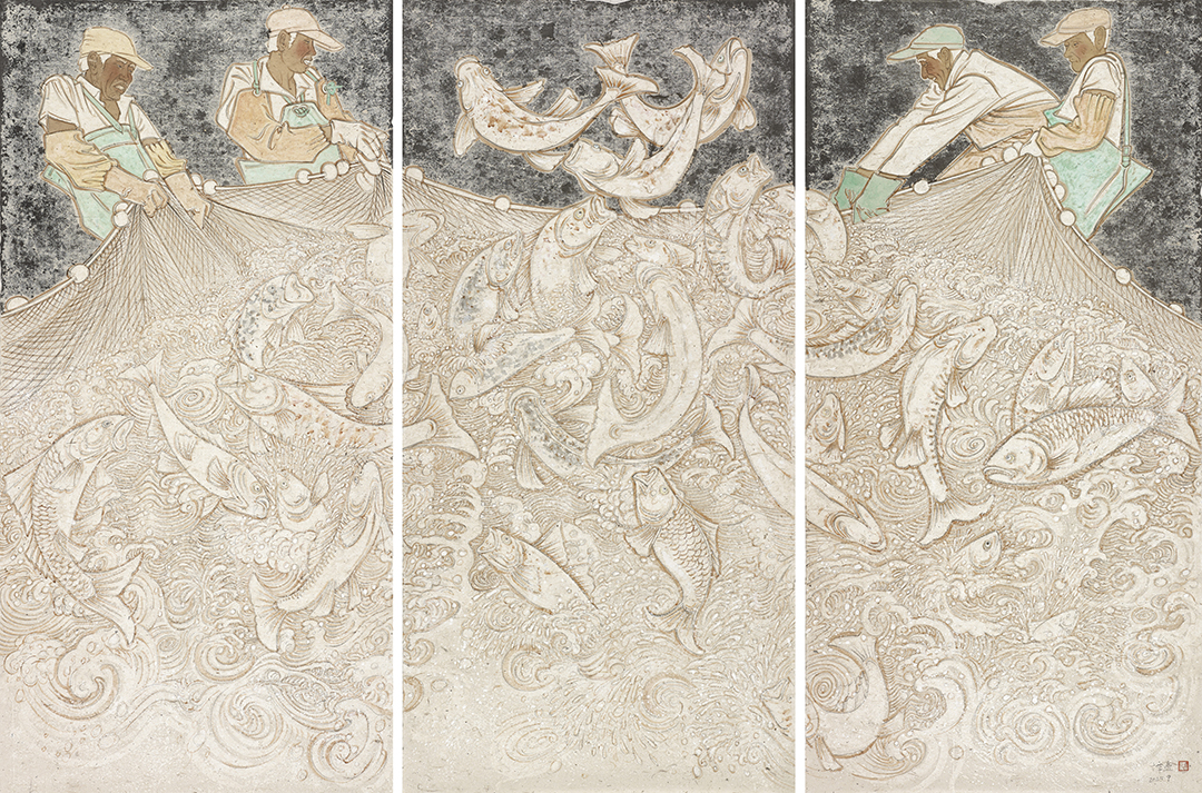 16谭逸 《和美伊犁》系列之“雾锁青山湖映蓝” 75cm×180cm 2025年 拷贝.jpg