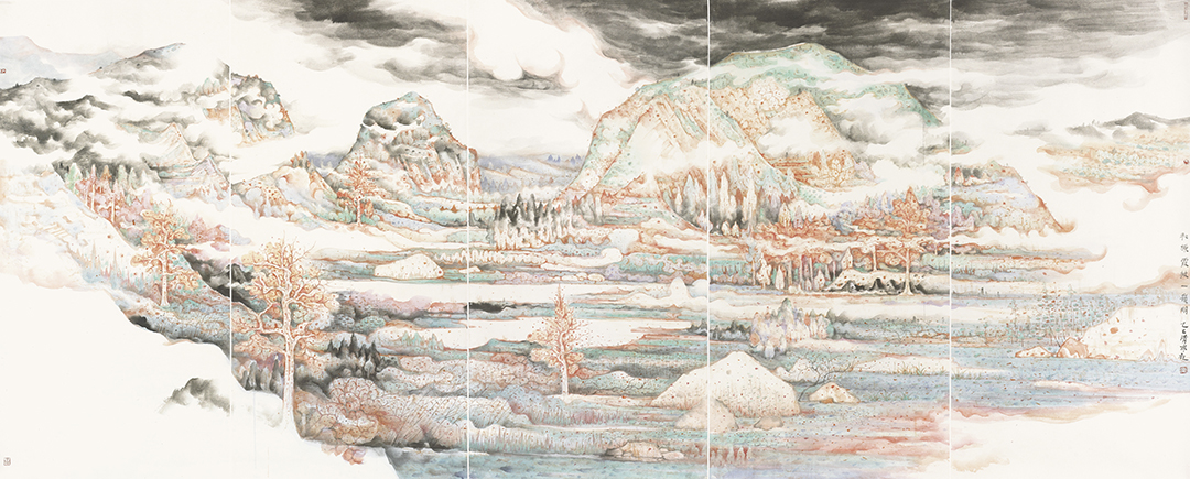 19郭青杰 秋塬霞披一岭明 140cm×345cm 2025年 拷贝.jpg